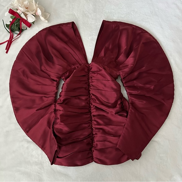 ALIÉTTE Statement Sleeve Burgundy Wine Red Dress size 10 - Picture 4 of 17